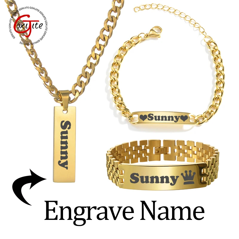Engraved Name Necklace - Goxijite aangepaste gegraveerde naam ketting Cubaanse