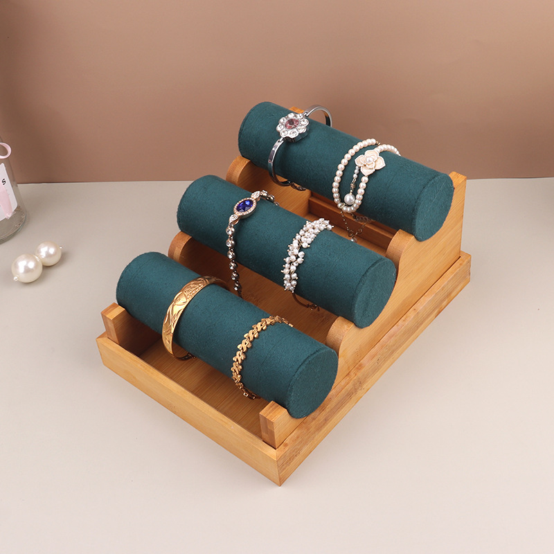 Jewelry Stores With Watches - 3-laags armband displaystandaard sieraden bamboe basis