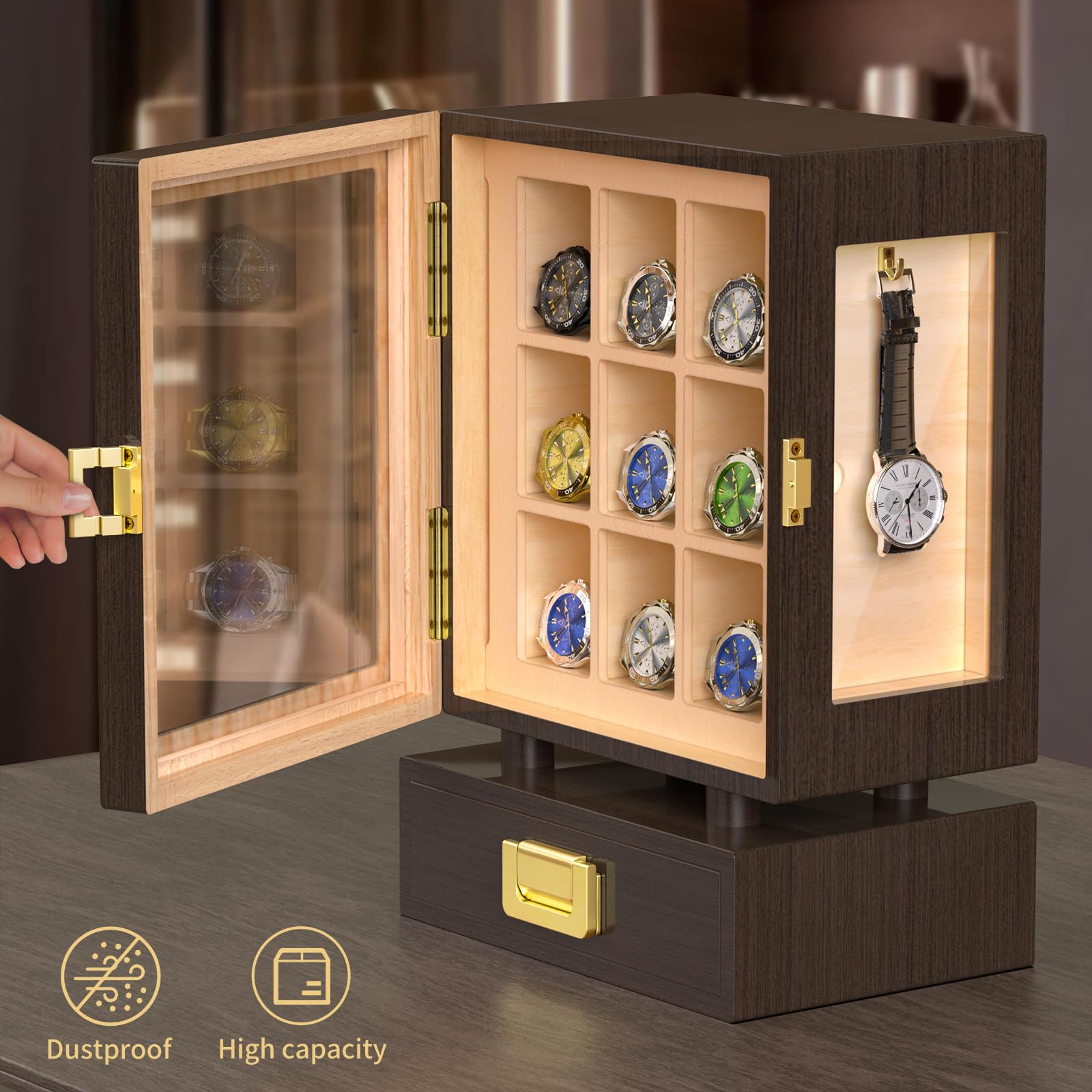 Houten opbergdoos voor horloge - Watches & Jewelry Repair Center Photos recensie en prijs